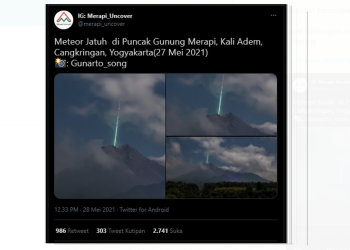 LAPAN Tanggapi Viral Dugaan Meteor Jatuh di Puncak Gunung Merapi
