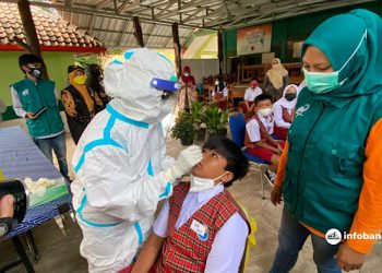 Evaluasi PTM Terbatas, Murid dan Guru SD 15 Kresna Bandung Jalani Tes Usap