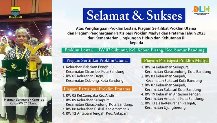 12 RW Kota Bandung Raih Penghargaan dari Kementerian Lingkungan Hidup dan Kehutanan